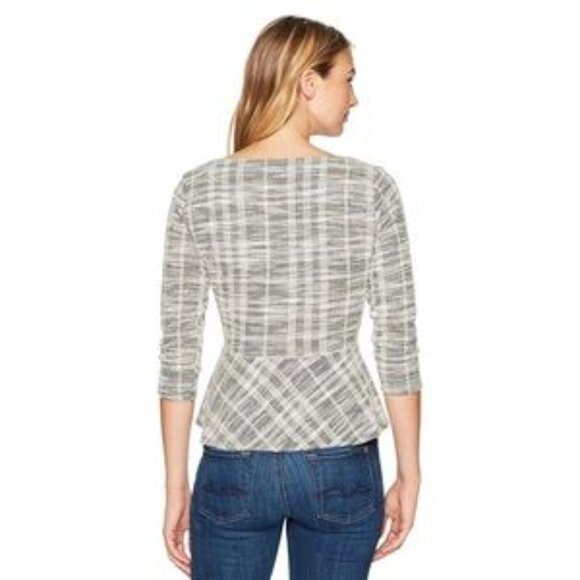 EUC Ivanka Trump Black and White Tweed Peplum Top Size Large - Picture 3 of 9